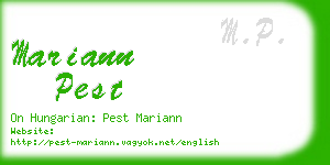 mariann pest business card